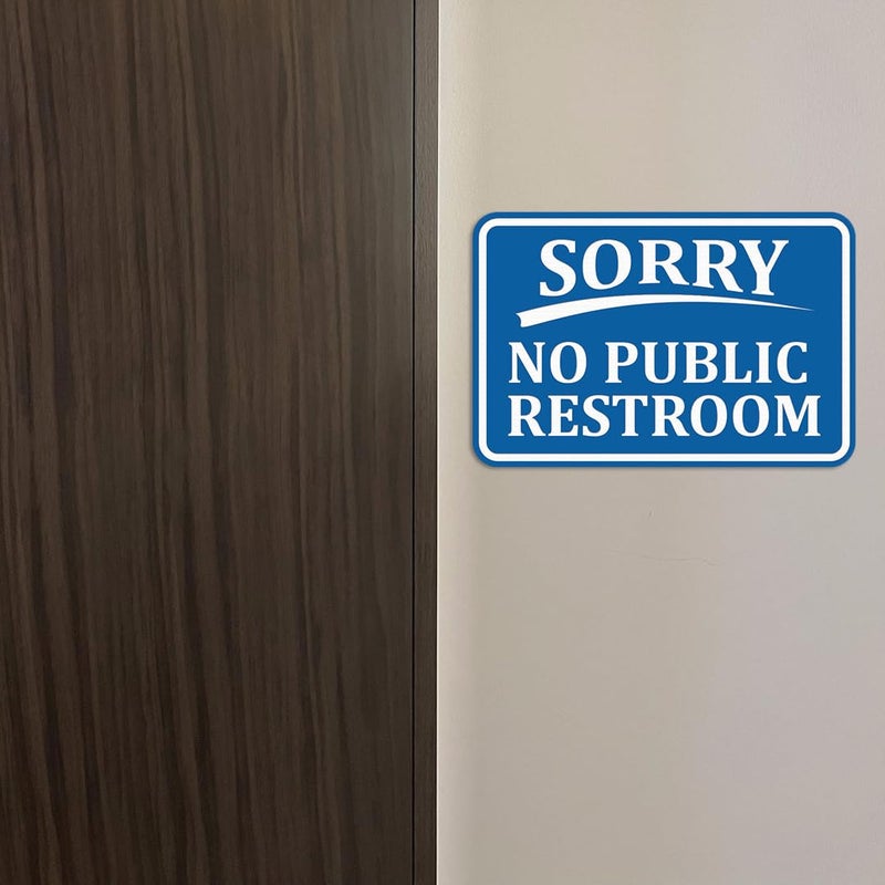 All Quality Classic Framed SORRY No Public Restroom Wall Door Sign - Blue (Small) 1 Pack - Image 5